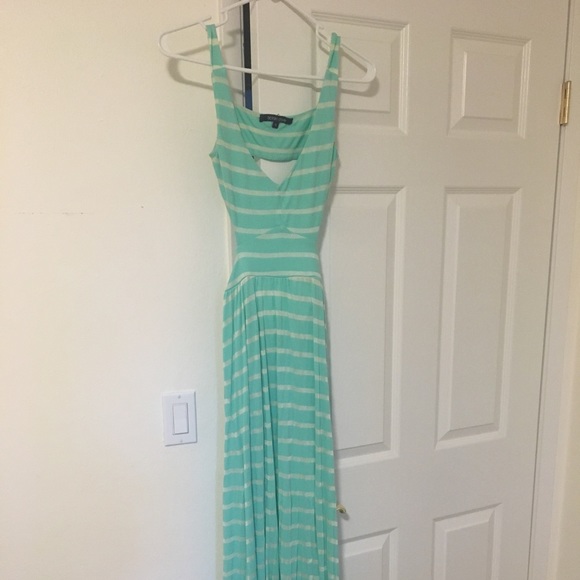 Backless with side cutout maxi dress - turquoise - Picture 4 of 8
